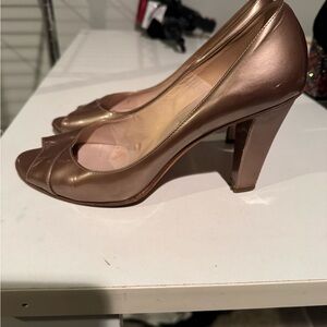 Jimmy Choo Metallic Bronze Peep-Toe Heels